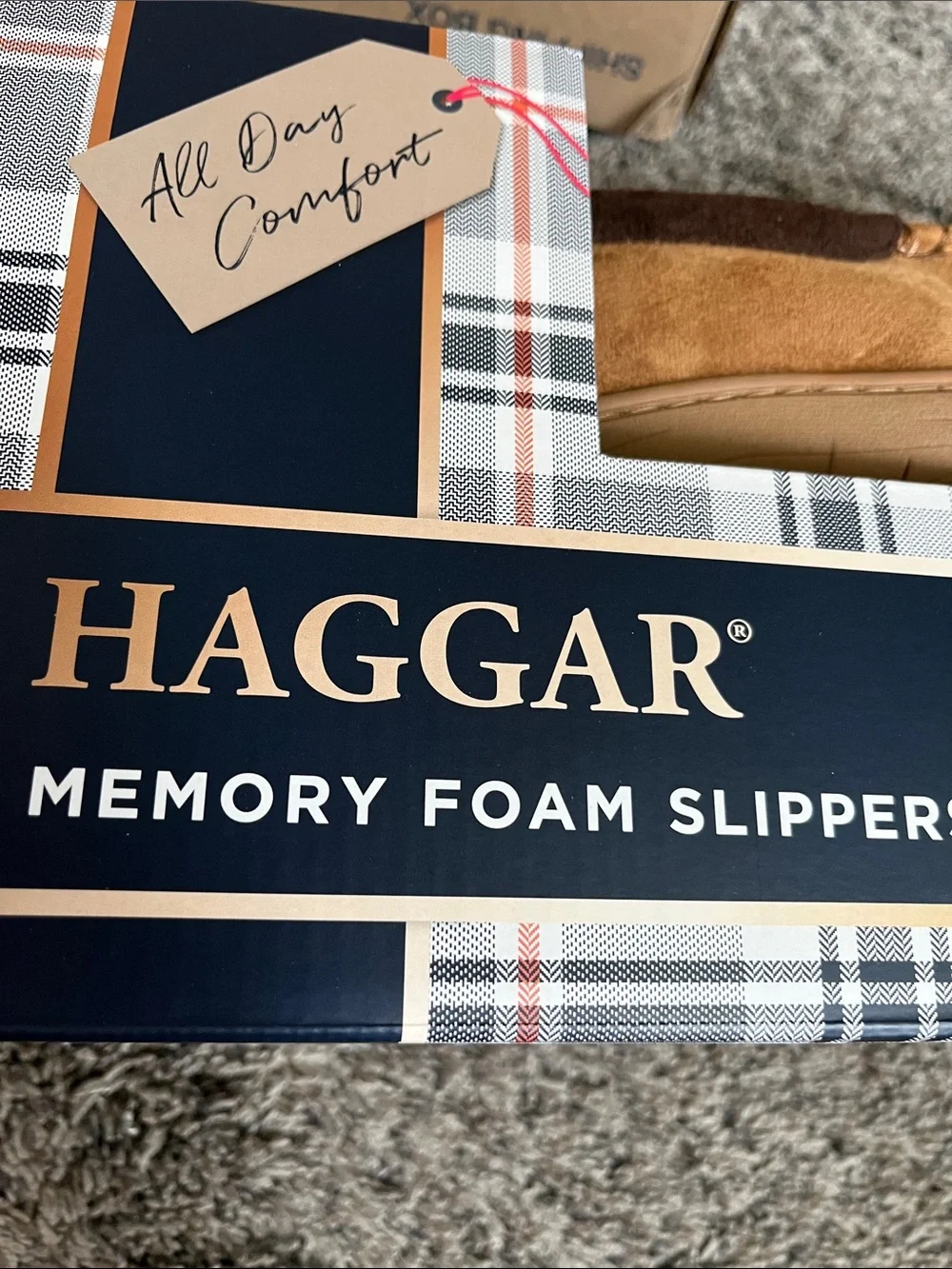 Haggar Men’s Brown Tan Slip-On Memory Foam Loafers. Men size 11-12. XL. New